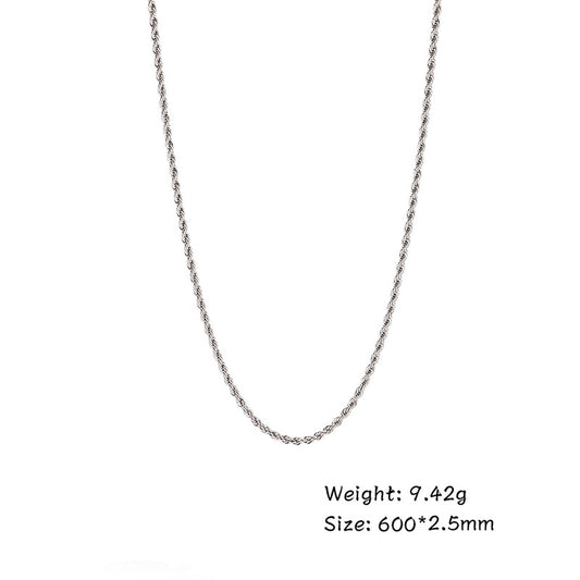 Korean version simple hip-hop stainless-steel twist chain necklace